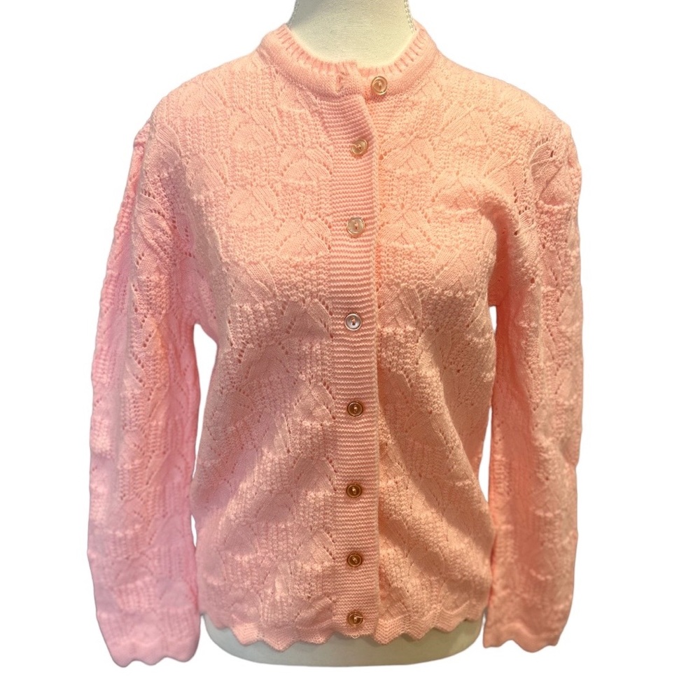 Cuddle Knit vintage 60’s pin up cardigan size M in barbie bubblegum pink NWT